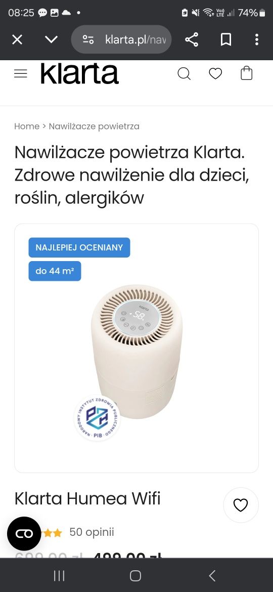 Nawilżacz powietrza klarta ewaporacyjny