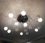 Żyrandol lampa wisząca - szklane kule z siatką