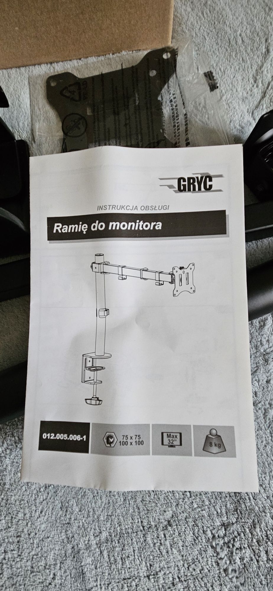 Ramię monitora czarne NOWE