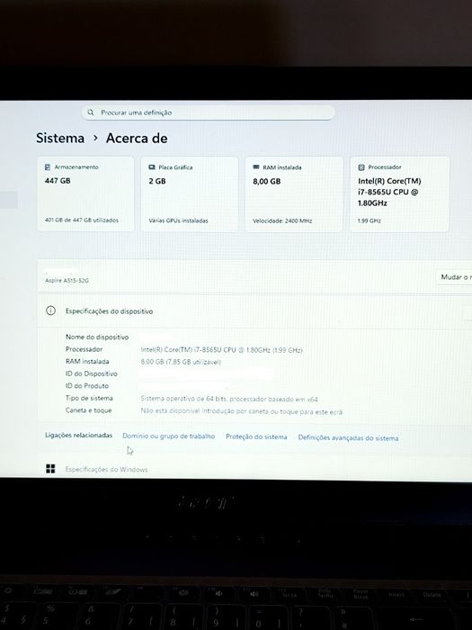 PC Acer Aspire 5 A515-52g Como Novo - LER DESCRIÇÃO