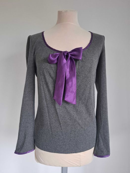 Damska góra piżamy Italian Fashion L fioletowa kokarda długi rękaw