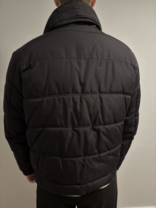 Czarna męska kurtka Zara XXL z kapturem w kołnierzu