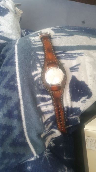 Pasek do zegarka z podkładką jednoczęściowy .18mm skóra naturalna