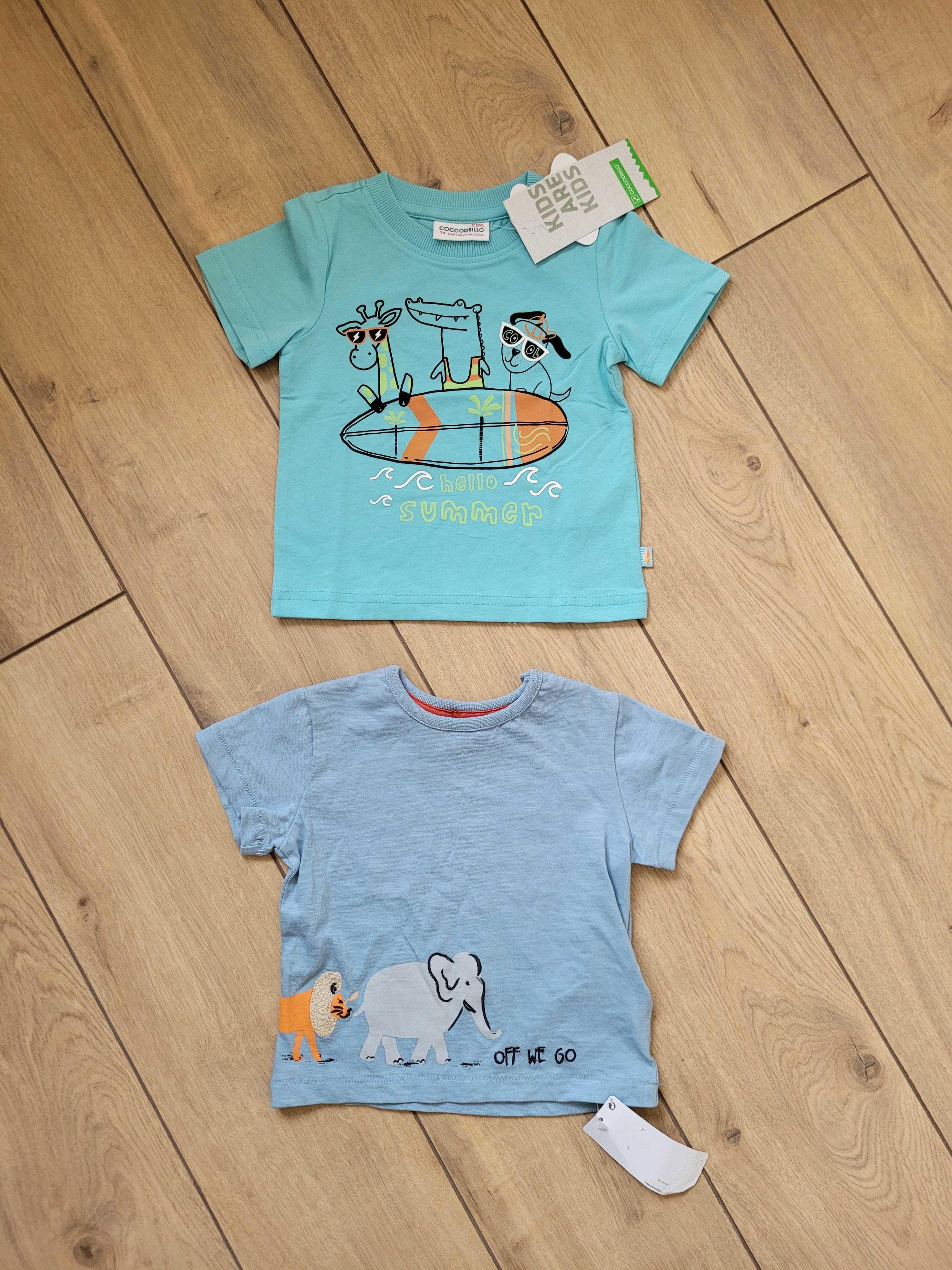 2 Nowe koszulki niemowlęce 74 6-9 Cocodrillo chłopięce T-shirt lato