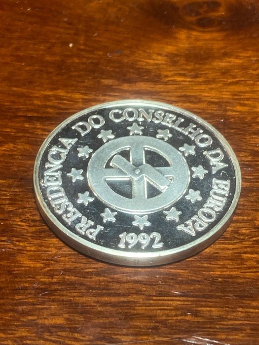 Medalha Presidência da Europa 1992 Prata de Lei Contrastada 925