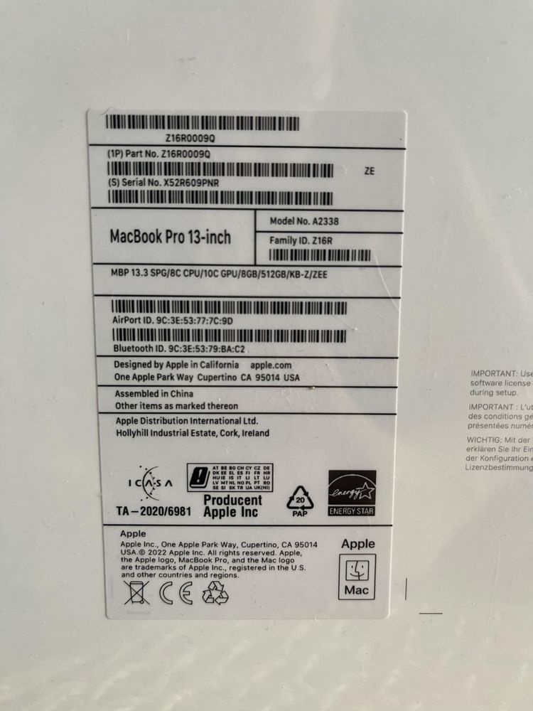 MacBook Pro M2 13,3” 8GB 512GB !!OKAZJA!!