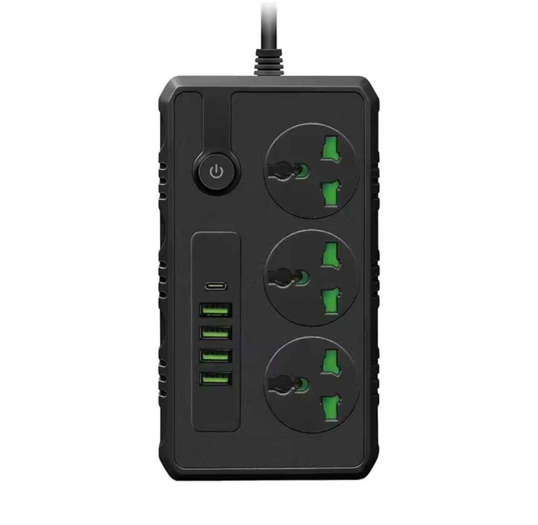 Подовжувач з розетками, USB та Type-C-адаптером 2м