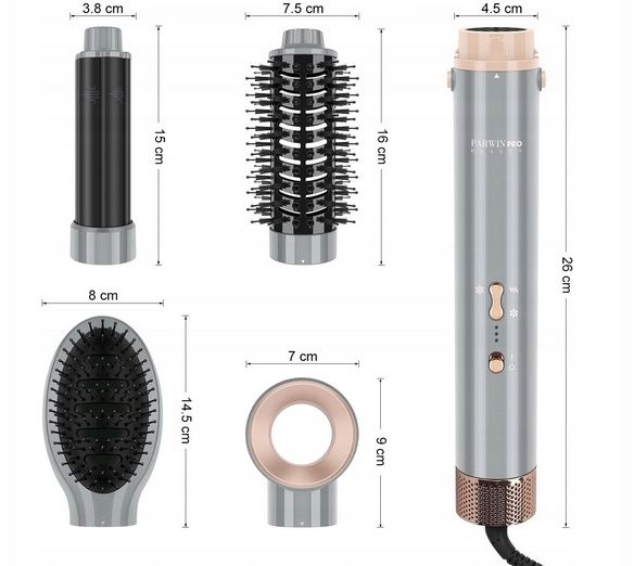 4 w 1 MaxAIR Styler, Parwin Pro Beauty zestaw szczotki do włosów z cie