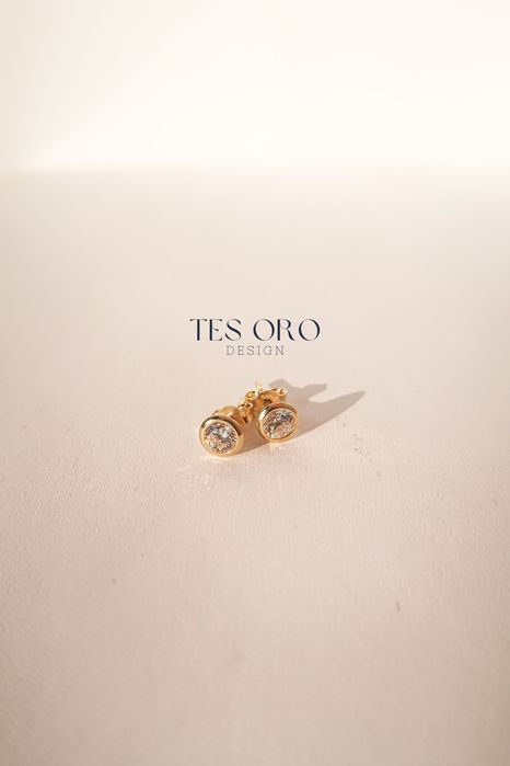 Złote kolczyki sztyfty z cyrkonią | Próba złota 585