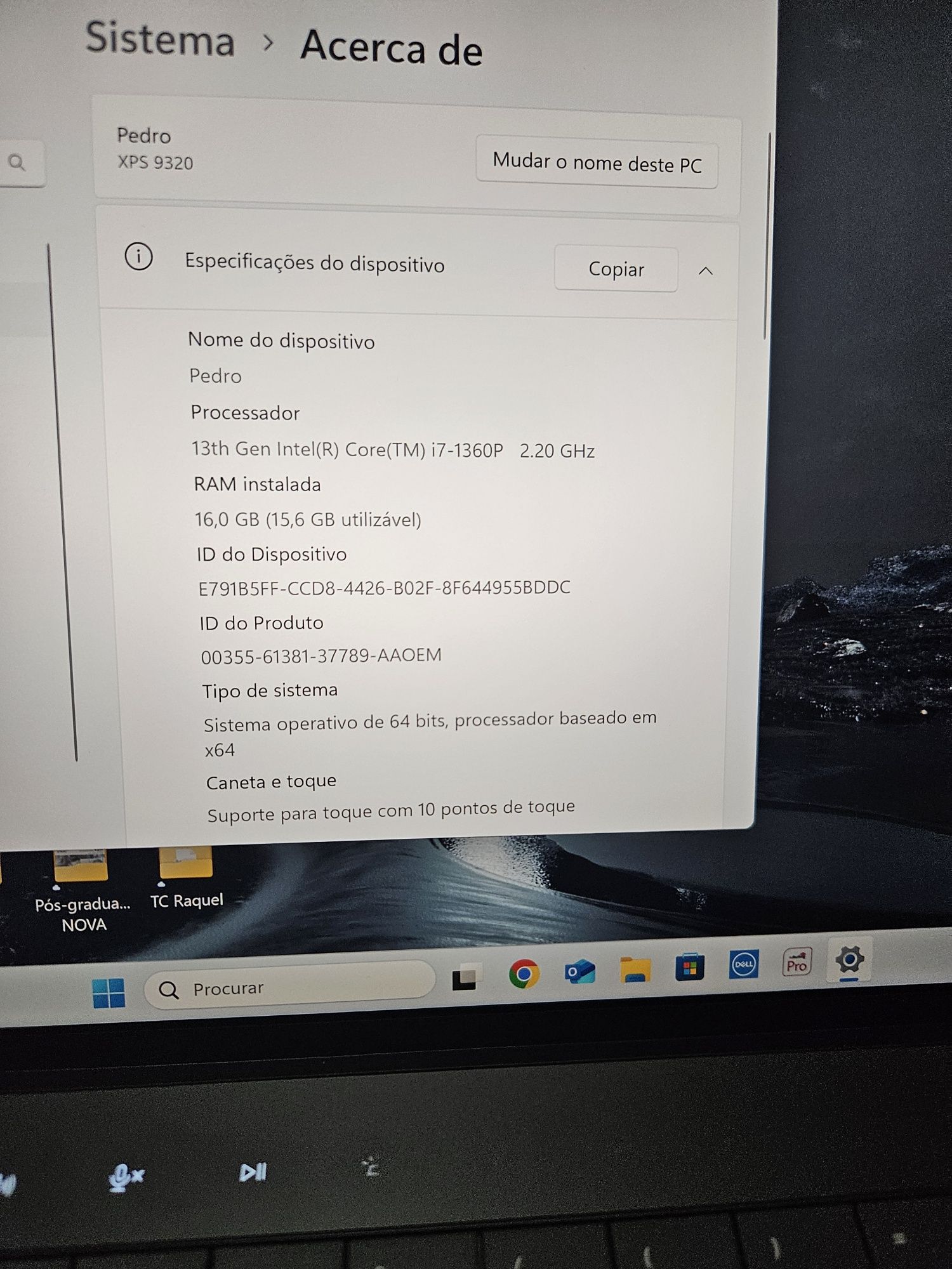 Dell XPS 13 plus 9320, ecrã 4k tátil, i7-1360P