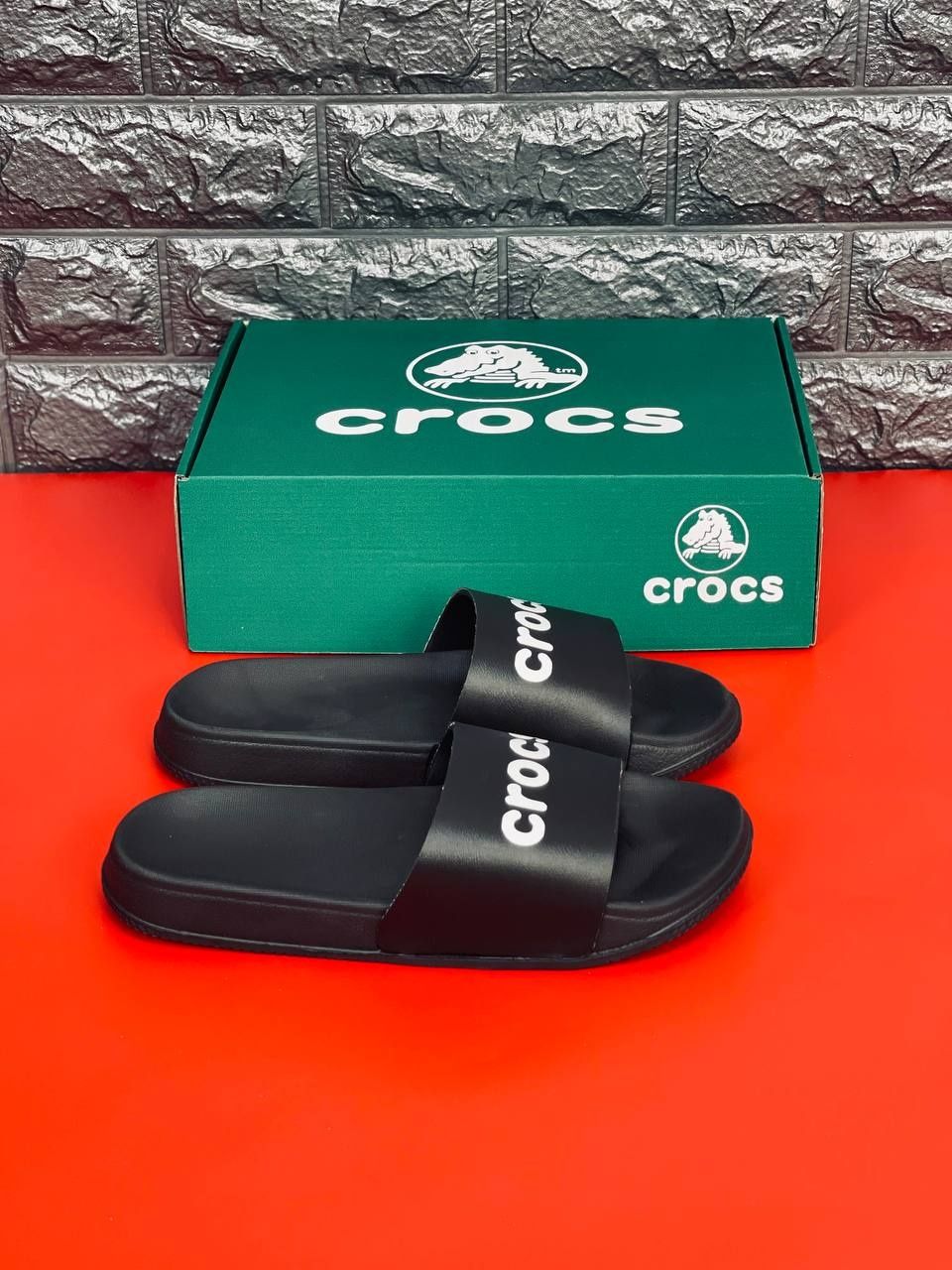 Мужские тапочки crocs черные шлепанцы крокс