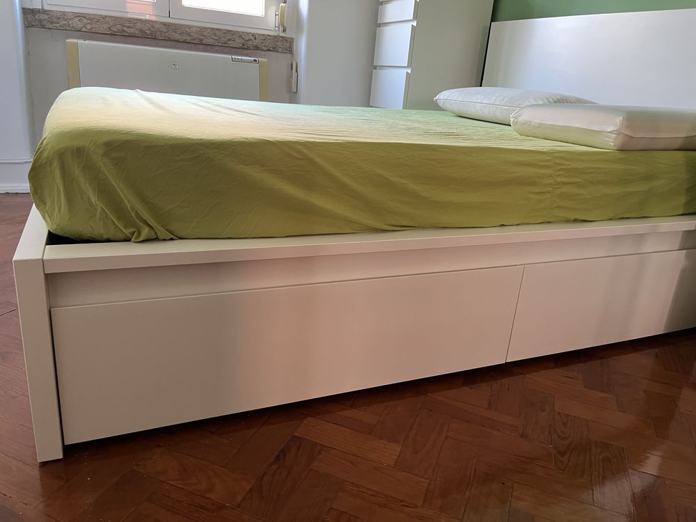 MALM Caixa arrumação p/estr cama, branco, 200 cm