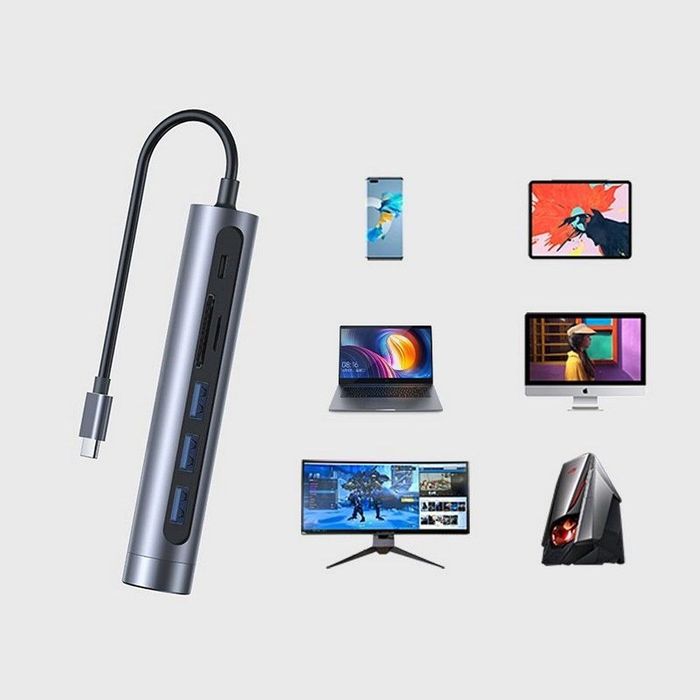 Adapter Usb 7W1 S-H112 Dark Grey
