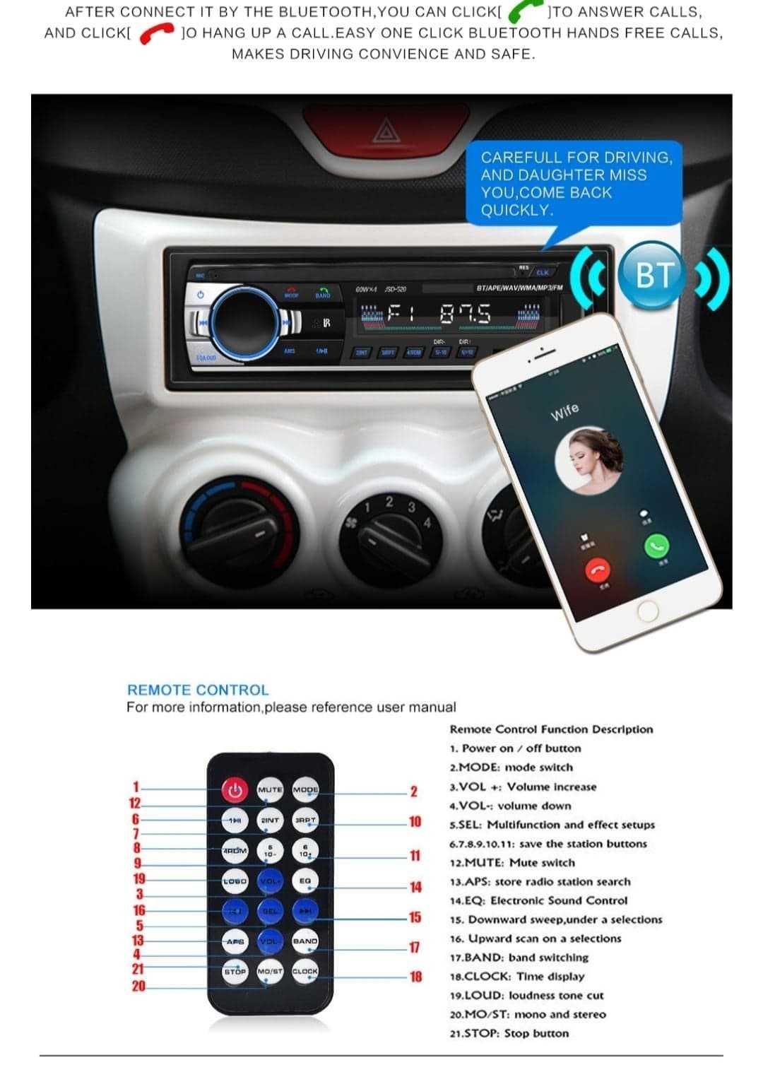 rádio Bluetooth auto