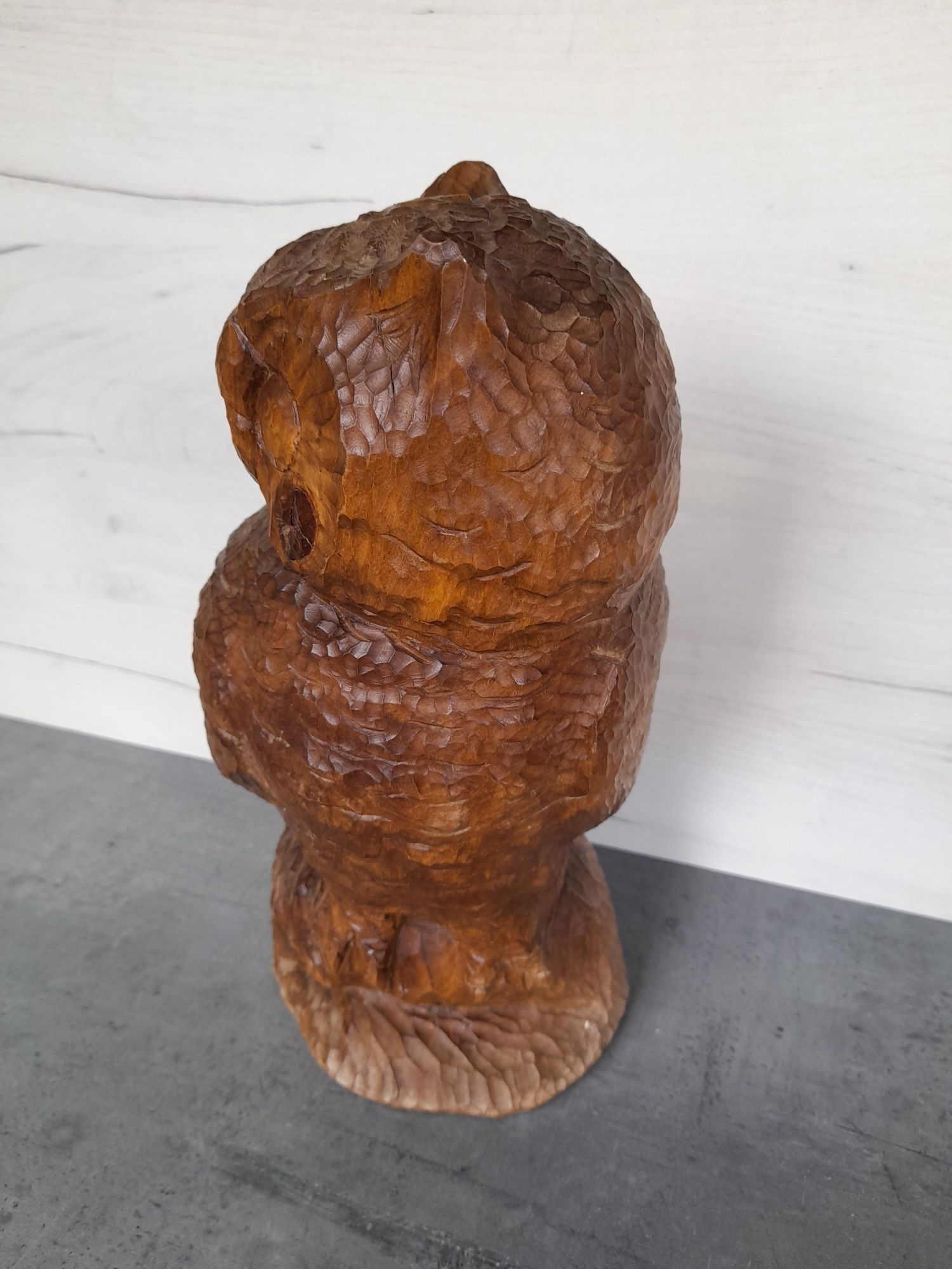 Sowa - rzeźba drewno lipowe 35cm wysoka. Las ptaki