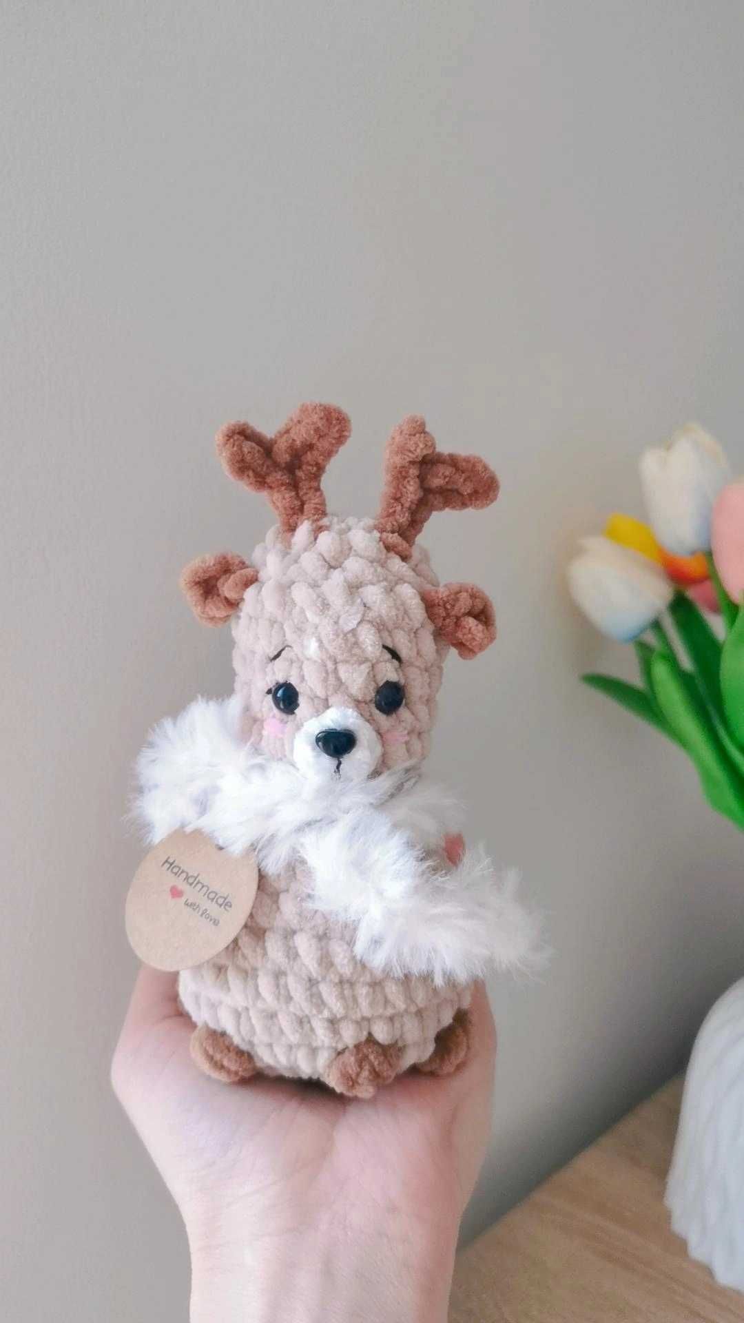 Reniferek na szydełku handmade, dekoracja świąteczna
