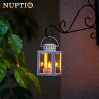 NUPTIO Dekoracyjne lampiony ogrodowe 4 szt., świeczniki, latarnia