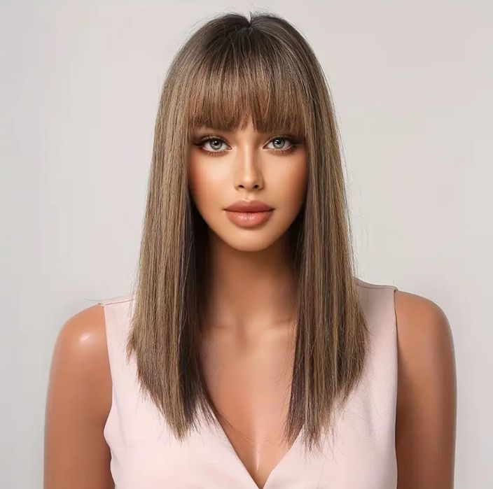 Peruka brąz balejage pasemka