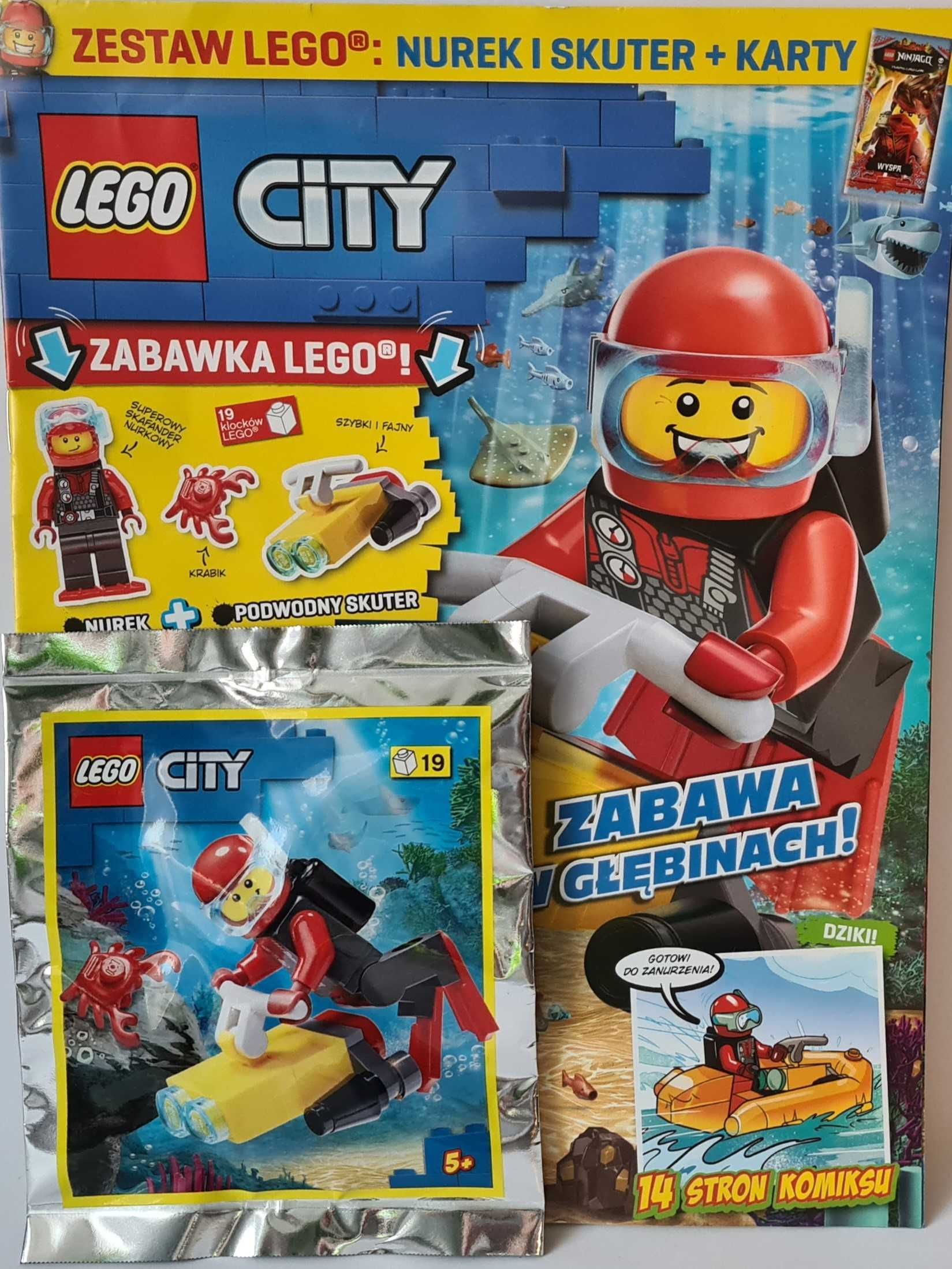 3 nowe  LEGO CITY Nurek policjant + nurek skuter+ gratis ASTRONAUTA