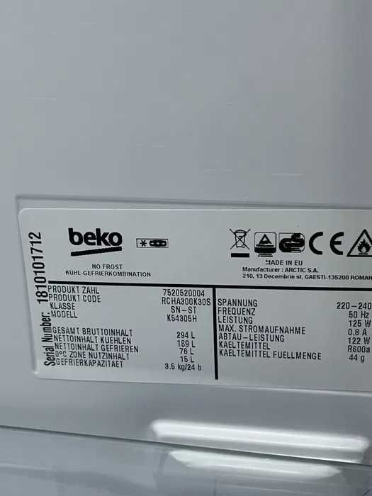 Холодильник Beko K54305H з гарантією чудовий стан No Frost