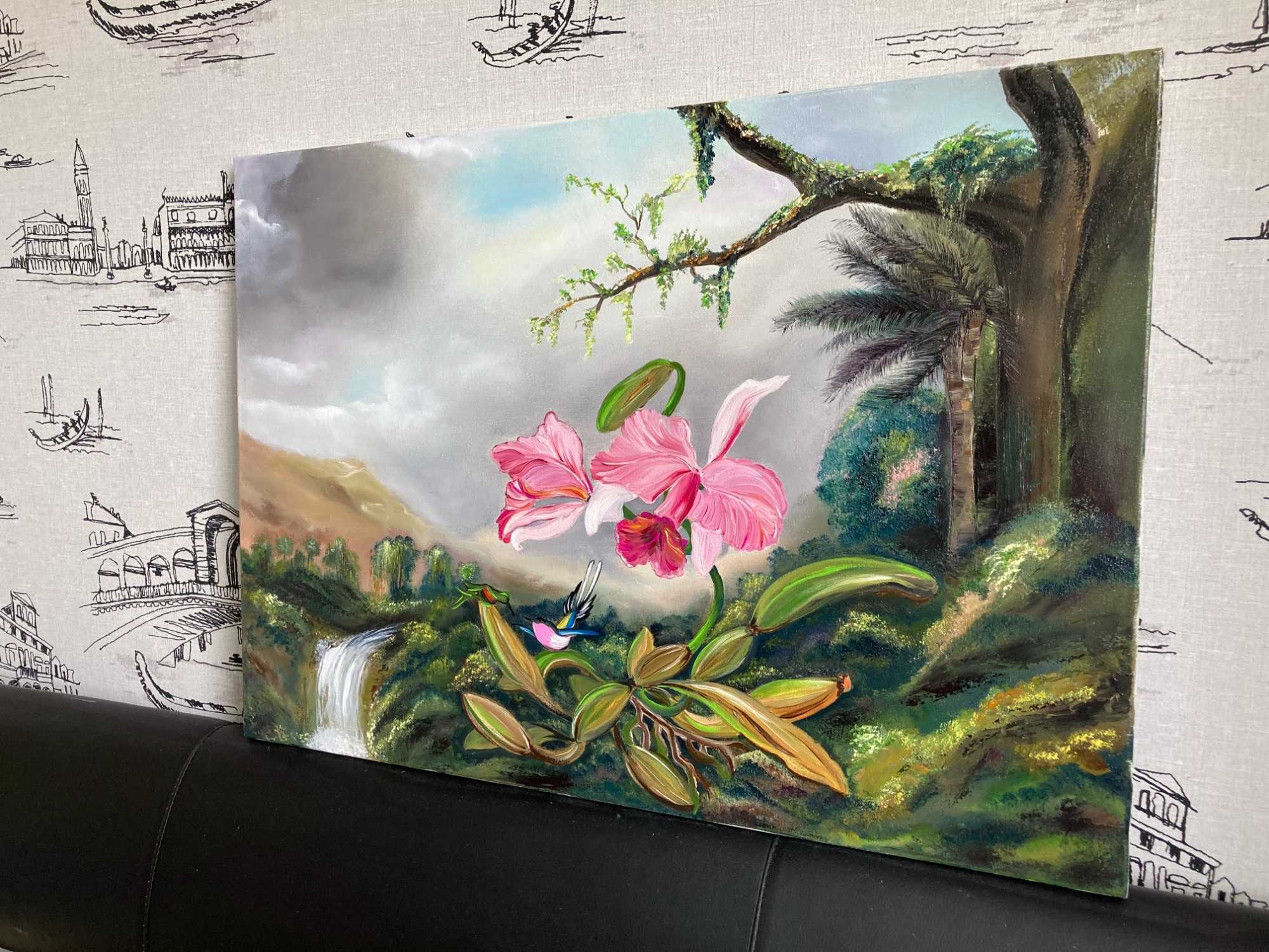 Картина олійними фарбами (маслом) Орхідея 50х70 см