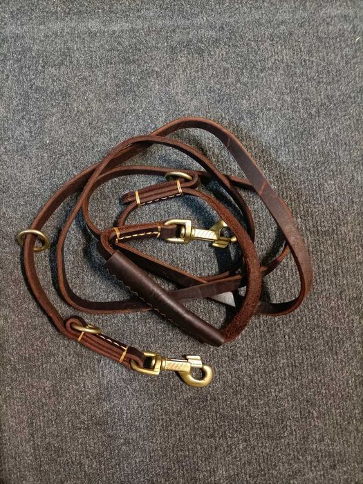 Prawdziwa skóra uchwyt 2w1 smycz dla psów miękka wielofunkcyjne NrD192