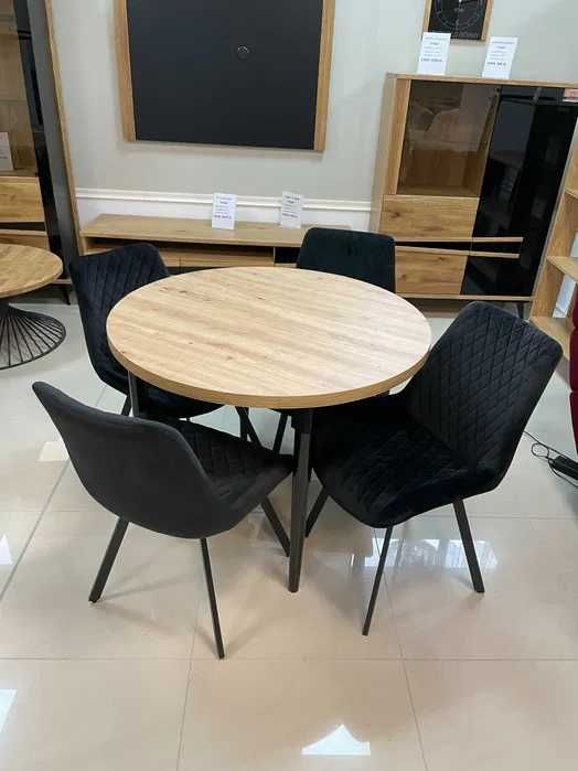 (119) Stół okrągły rozkładany + 4 krzesła, nowe 1190 zł