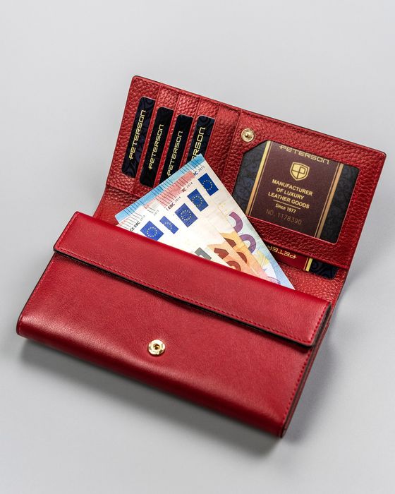 duży portfel damski z podwójną sekcją na bilon - peterson