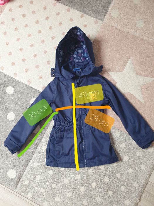 Bardzo fajna cienka kurtka dla dziewczynki rozmiar 110/116