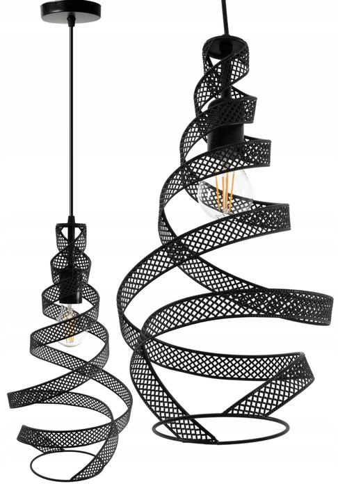 Lampa sufitowa wisząca w stylu LOFT czarna spirala
