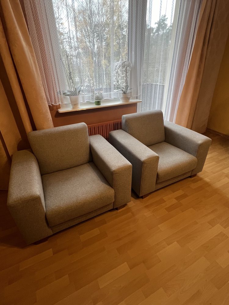 Fotel szeroki- kolor szary / komplet 400 zł