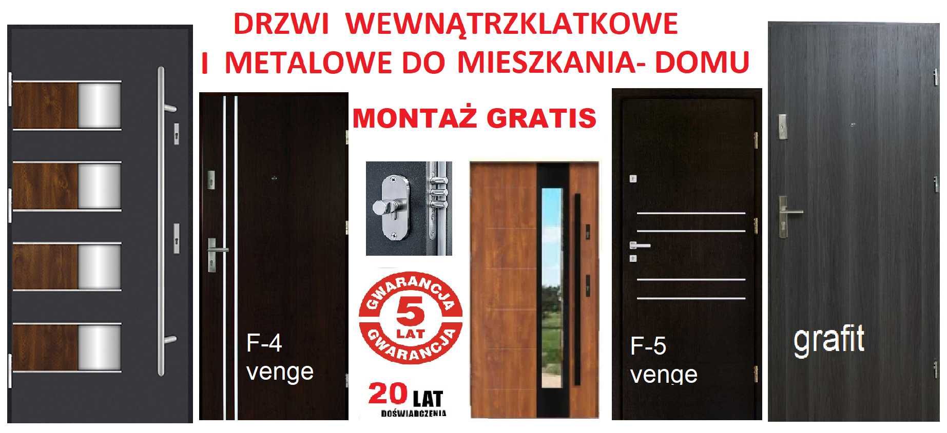 DRZWI wejściowe zewnętrzne do mieszkania  wewnątrzklatkowe Z MONTAŻEM