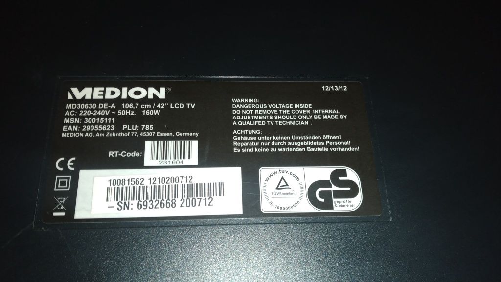 продам телевізор  Medion  md30630 -de-a  з дефектом