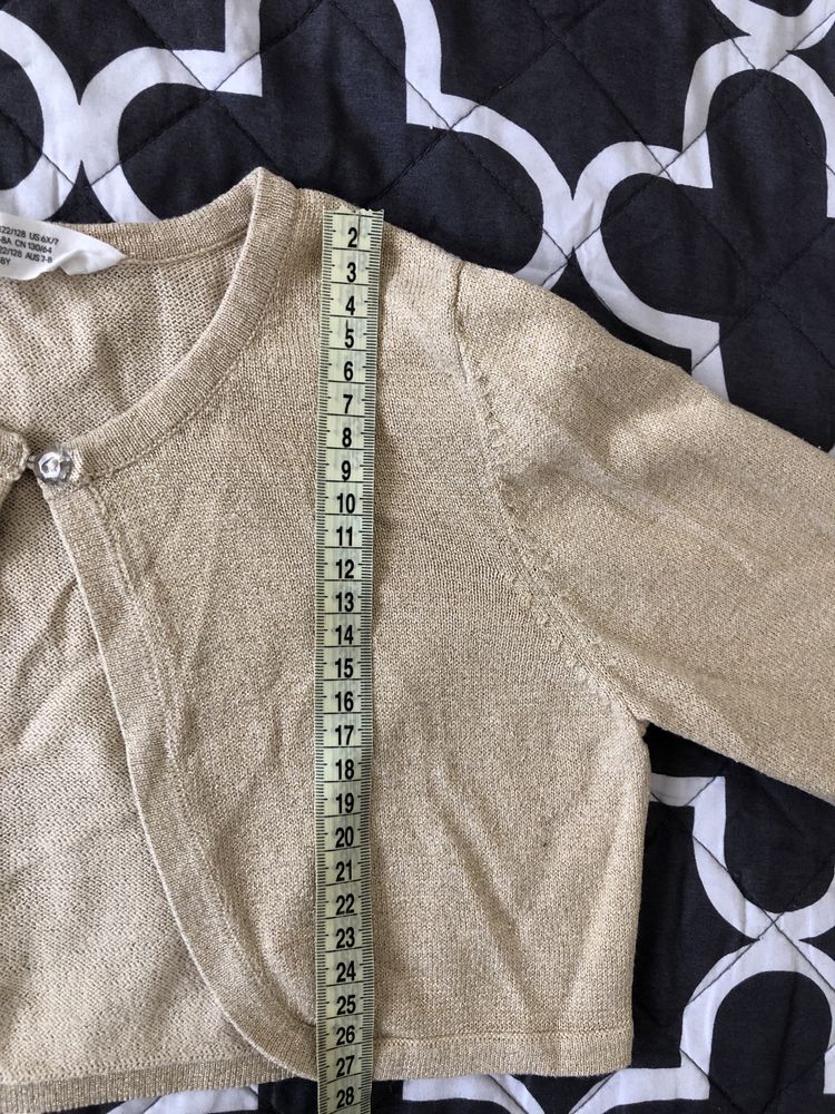 Złote bolerko sweterek H&M rozmiar 122/128