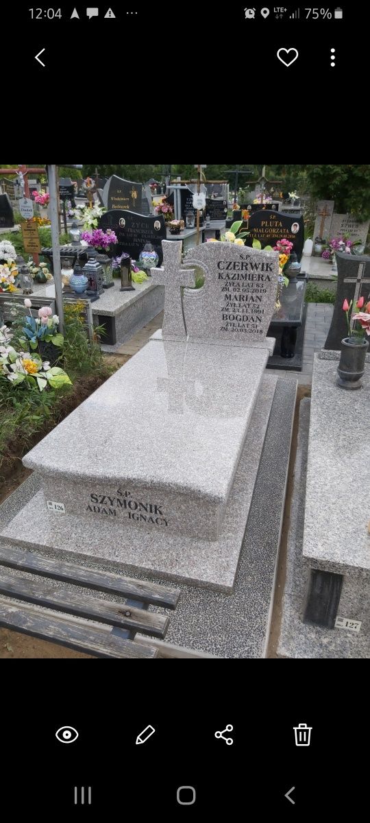 4500 zł nagrobek z montażem, litery. Nagrobki pomniki Ryczów