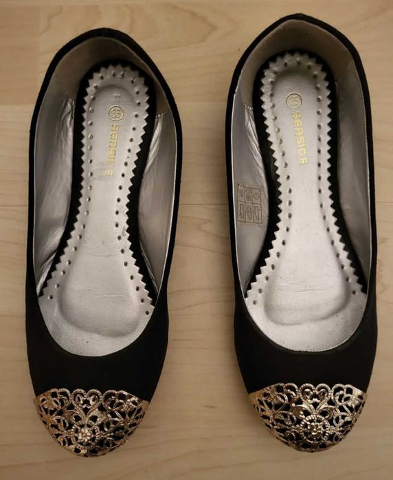 Sabrinas pretas, estilo marroquino, Seaside, tamanho 35