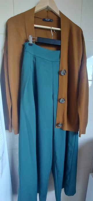 Темно- зелені брюки палаццо L