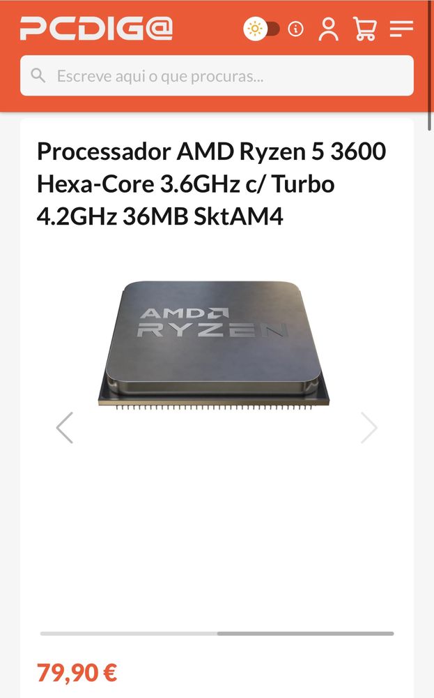 Processador AMD Ryzen 5 3600 - Pouco Uso