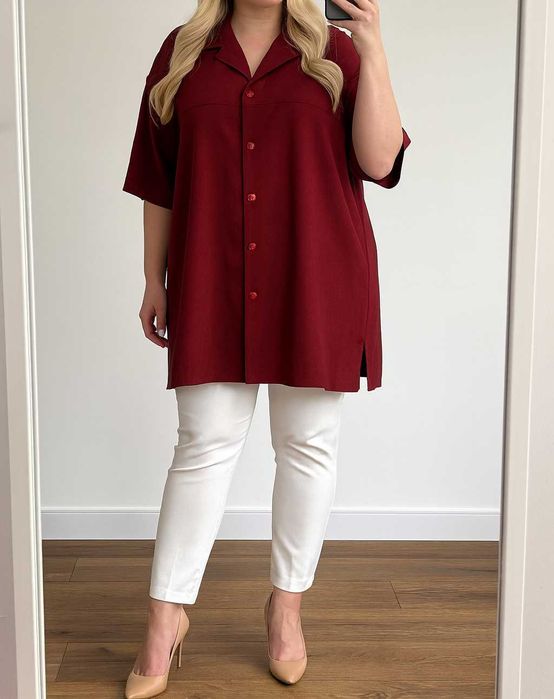 Bordowa włoska koszula plus size