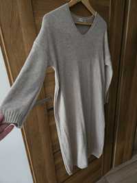 Sweter sukienka wiosna dzianinowa oversize beżowa melanż xl 40 xxl 42