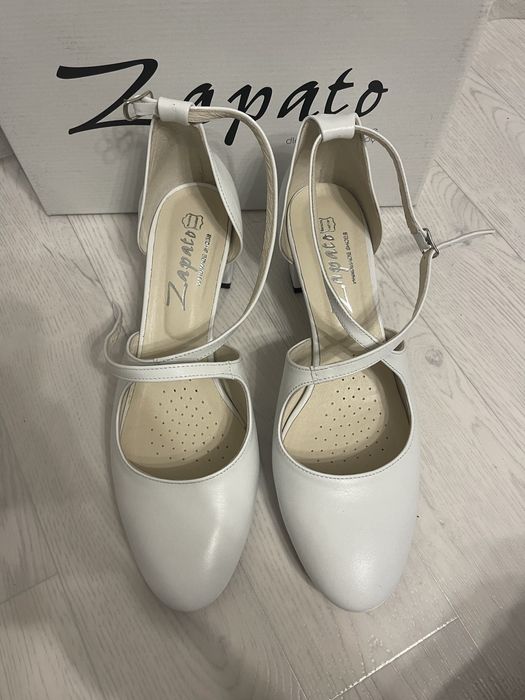 Buty białe ślubne Zapato skórzane