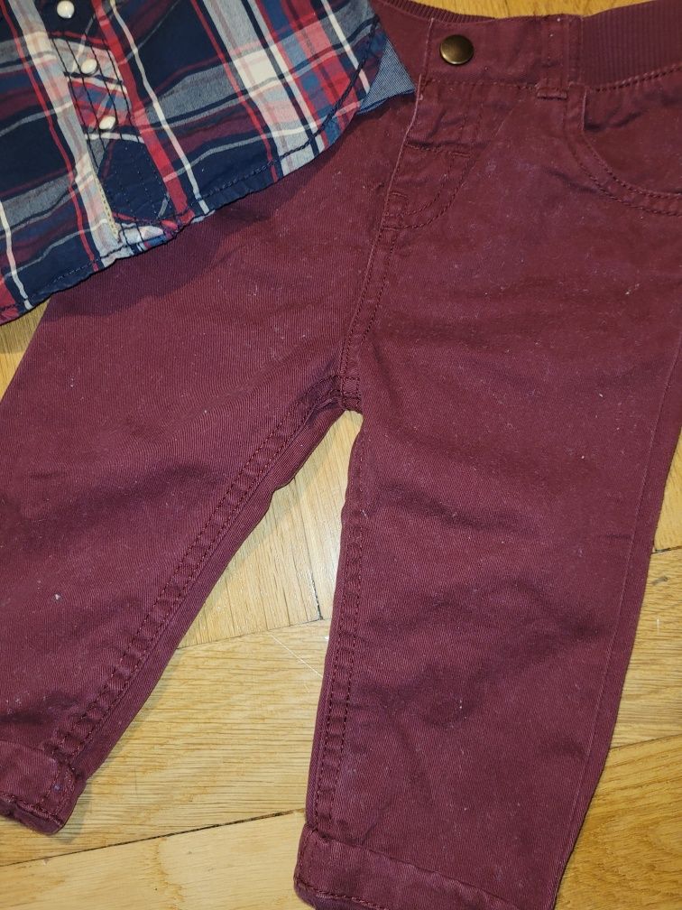 Spodnie materiałowe z podszewką ocieplane f&f r. 74