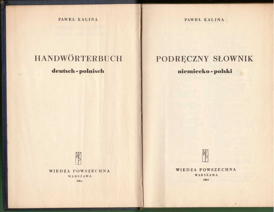 Podręczny słownik Niemiecko-Polski, Kalina, 1964 r., 751 str.