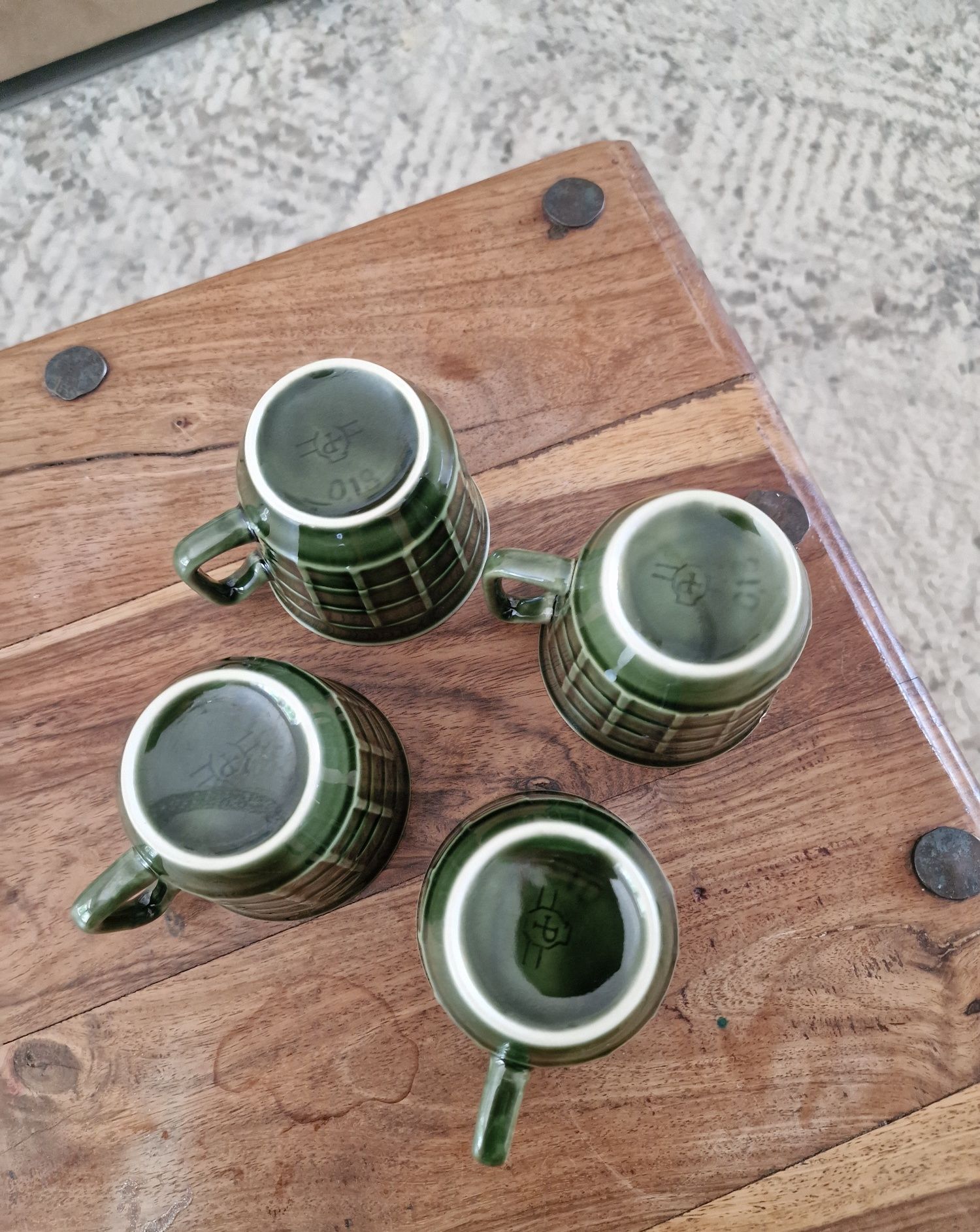 4 filiżanki kubki zielone Pruszków vintage retro prl