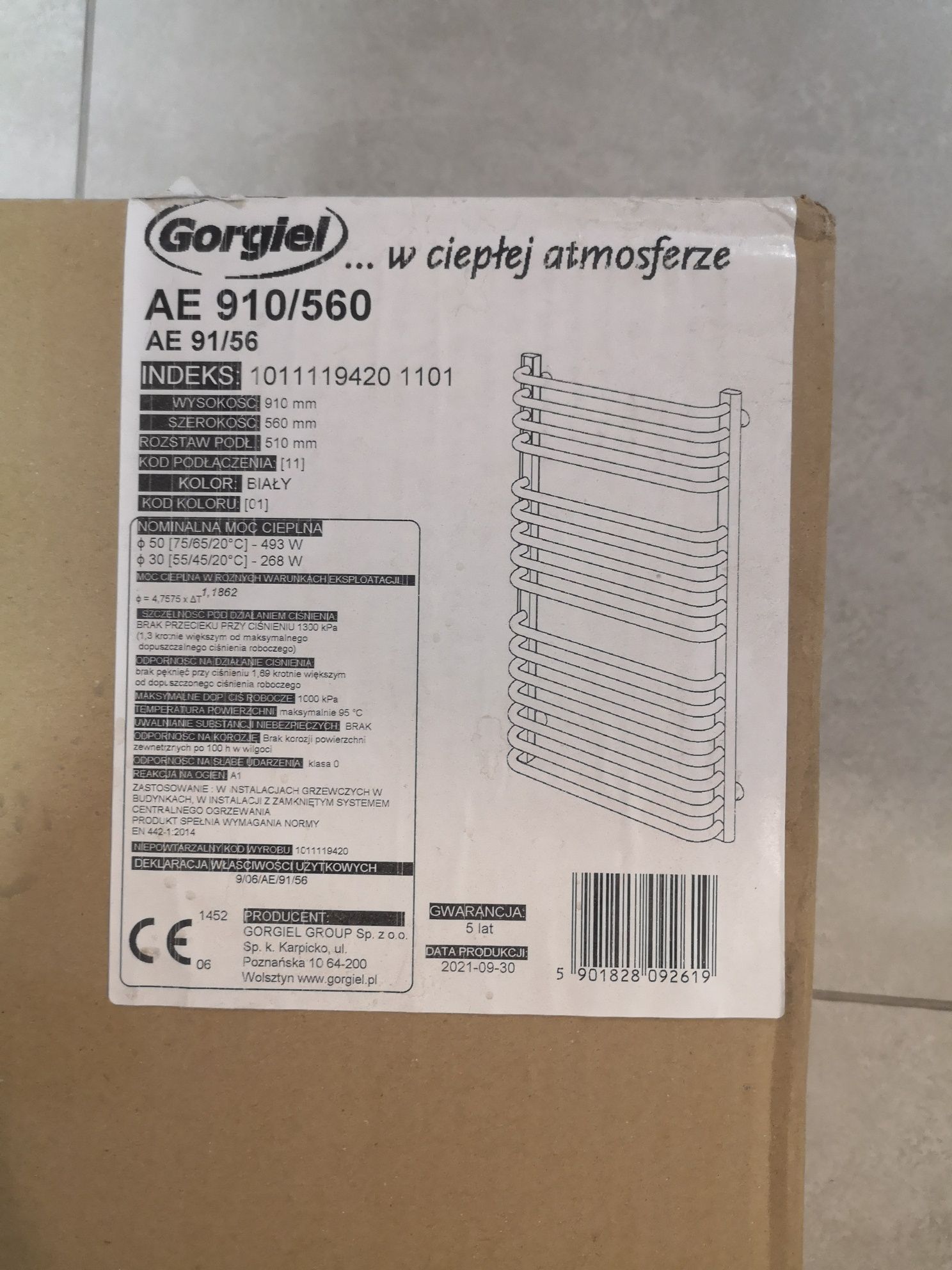 Grzejnik AE 910X560 biały GORGIEL