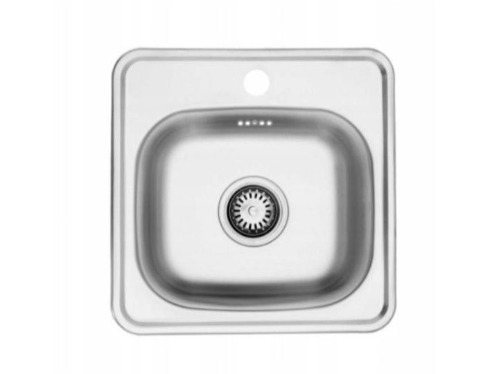 Zlew jednokomorowy stalowy z baterią Mały 38x38 paragon