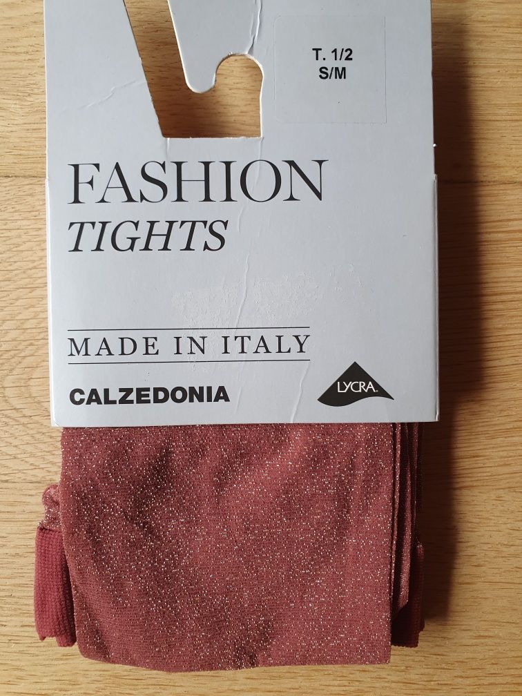 Rajstopy Calzedonia s/m marsala burgundowe złote 20 den