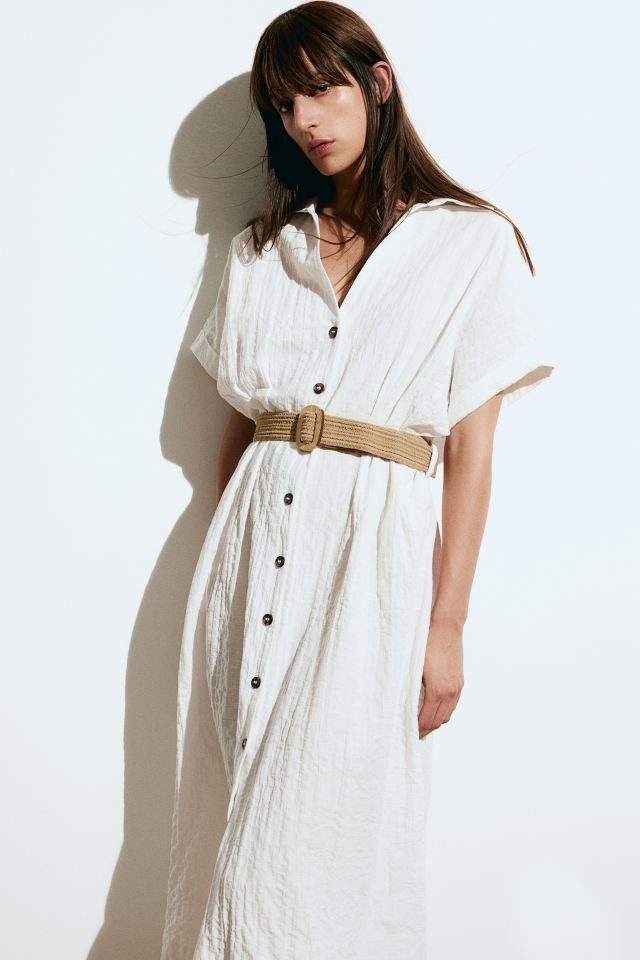 Сукня H&M плаття бавовняне з паском біле