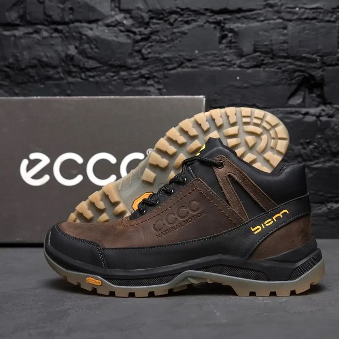 Чоловічі зимові черевики ECCO  Коричневі мужские кожаные кроссовки Екк