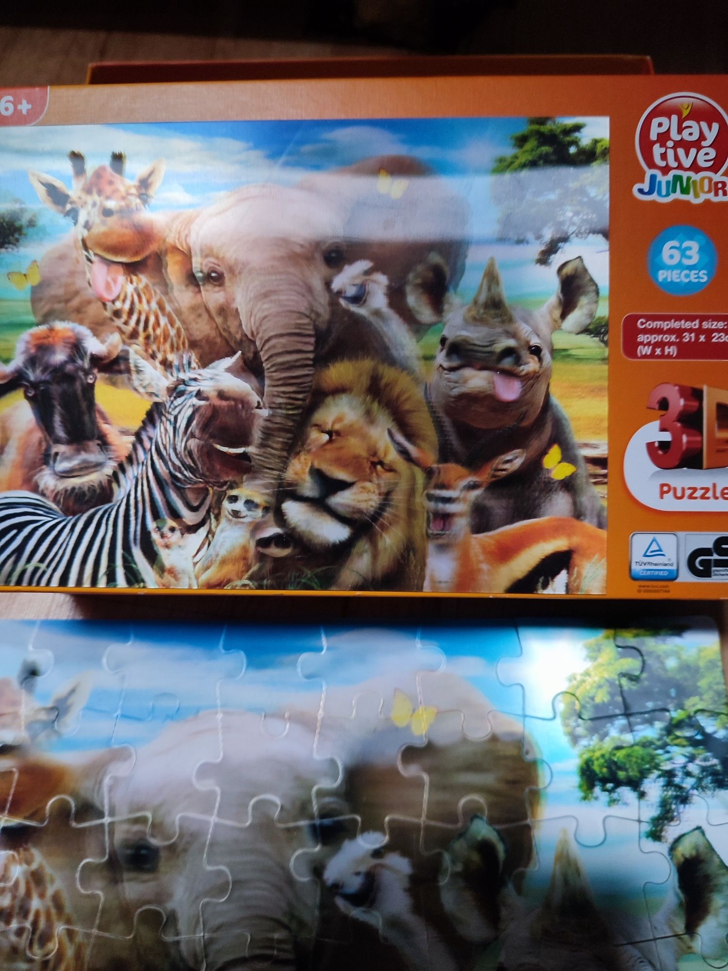 Puzzle 3d zwierzęta safari 63 elementy